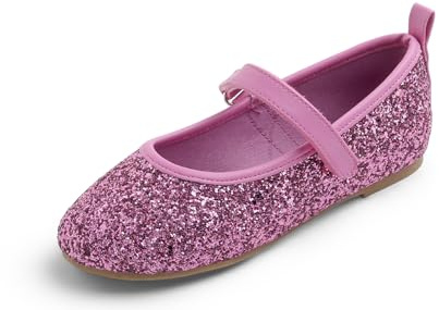 Feversole Girls Glitter Cute Dress,Ragazze Mary Jane Strap Scarpe Basse Ballerine da Principessa Scarpe da Scuola Piatte