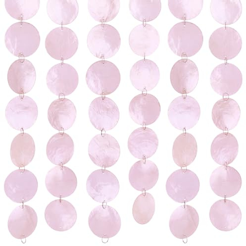 PH PandaHall 2 Stränge Runde Natürliche Muschelketten, Handwerkliche Muscheln Heißpink Muscheln für Windspiele Türvorhang DIY Handwerke Küstliche Hochzeit Weihnachtsdekoration