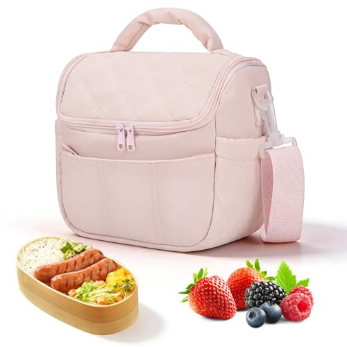TranRantic Kleine Isolierte Kühltasche Lunchtasche für Damen Rosa | Gestepptes Auslaufsicheres Material, Multifunktional für Arbeit, Picknick und Ausflüge, Für Damen