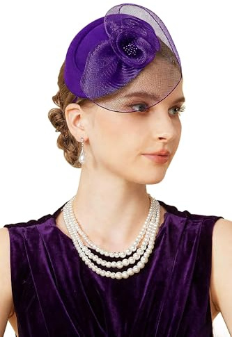 BABEYOND Women Fascinator Mesh Flowers Headband and Hair Clip | vintage headwear with hair clip, headband hats, fascinator for weddings, race day, cocktail party
