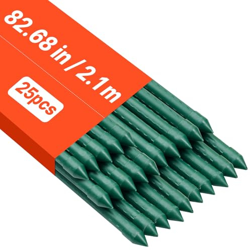 VEVOR Picchetti da Giardino 2100 mm Confezione da 25, Bastoni di Sostegno per Piante con estremità Appuntita e Protuberanze Antiscivolo per la Coltivazione di Piante Rampicanti, Verdure da Esterno