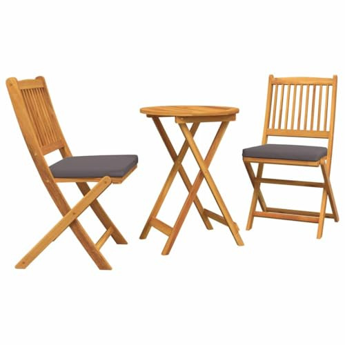 Genérico Set Bistro da Giardino 3 PCS Marrone Legno massello di Acacia,Marrone,17.4kg,42000949