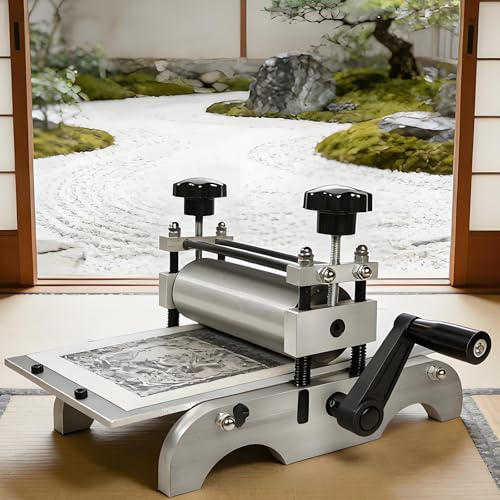 HuanSebesity ‌Máquina Grabado E Impresión Manual para Madera Y Placa Cobre,Prensa Impresión En Relieve con Laminadora Manual, Artistas,Estudios Y Manualidades‌