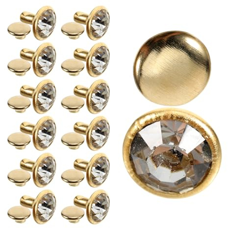 SWETRACE Remaches de Cristal Dorado para Manualidades de Cuero y Ropa, Diseño Único, Fácil de Usar, Pack de 100 Piezas para Proyectos de Bricolaje