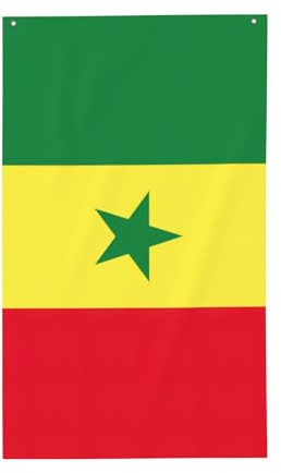 Drapeau du Sénégal imprimé 1,5 x 0,9 m, drapeau décoratif unilatéral pour la journée nationale de la culture en plein air