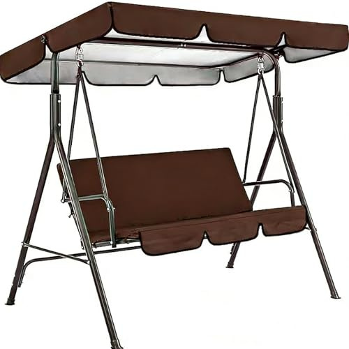 Hollywoodschaukel Dachbezug 3 Sitzer Wasserdicht, Ersatzdach für Hollywoodschaukel UV-Schutz, Gartenschaukel Dach für Garten und Terrasse(Brown,195*125*15cm)