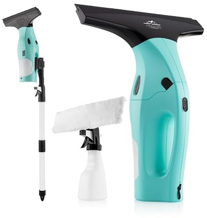 ETA Finestro Max Aspirateur de fenêtre sans fil - Autonomie de 45 min - Largeur d'aspiration de 28 cm - Avec rallonge de 1 m avec pulvérisateur, pulvérisateur à main, raclette en microfibre - Pour