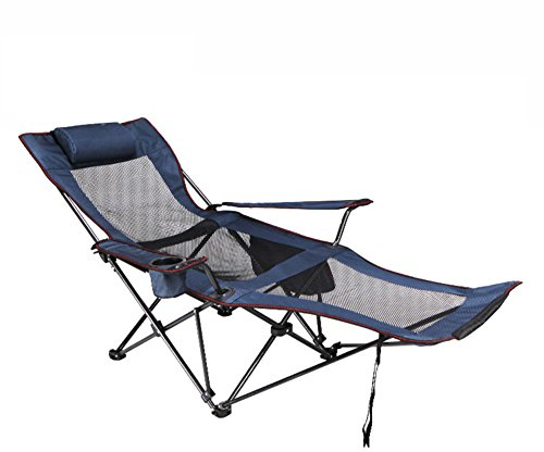 HM&DX Outdoor Klappstühle Camping stühle mit fußablage Verstellbar Kompakt Edelstahl Campingstühle klappstuhl Für Camping wandern Strand Angeln Garten -blau