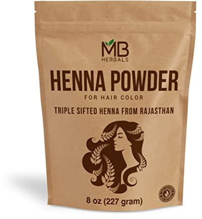 MB Herbals 100% Pure & Natural Henna Powder 8 oz / 227 Grams For Hair Color | For Natural Orange-Red Hair Color | Triple Sifted | No Preservatives