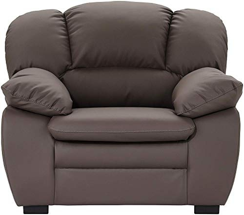 Mivano Sessel Casino, Ledersessel passend zum 2er und 3er Sofa Casino , 109 x 88 x 92, Kunstleder Grau-braun