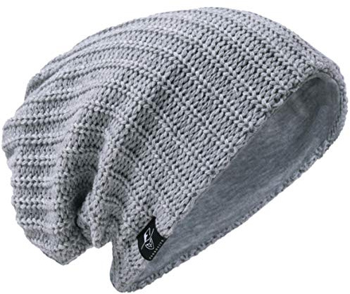 VECRY Herren Slouchy Mütze Strickmützen Rasta Skull Cap Sommer Winter Sackmütze (Gerippt Blass)