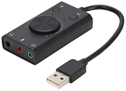 Wendry Carte Son Externe, Adaptateur Audio USB Carte Son stéréo Externe avec Prise pour Casque et Casque de 3,5 mm, Carte Son Multifonction USB avec indicateur