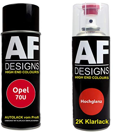 Alex Flittner Designs Spraydose Set für Opel 70U Magmarot 2K Klarlack | Autolack-Spraydosen-Set für Opel Farbcode: 70U Magmarot