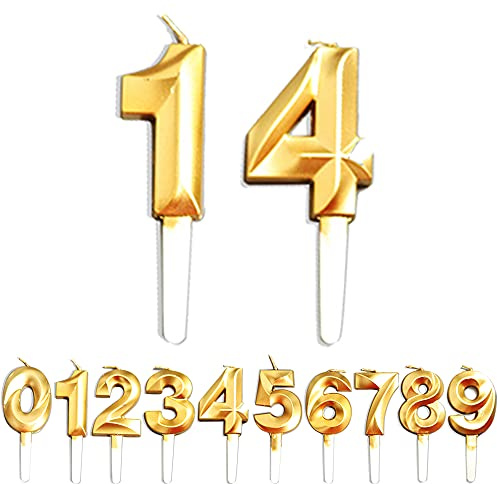 Geburtstag Zahl Kerzen, 1/4/14/41 JJubiläumstorten Dekoration, Gold Nummer Geburtstagskuchen kerzen, Kuchen Dekoration für Geburtstag Party Hochzeit Jahrestag Abschlussfeier Feier Lieferungen