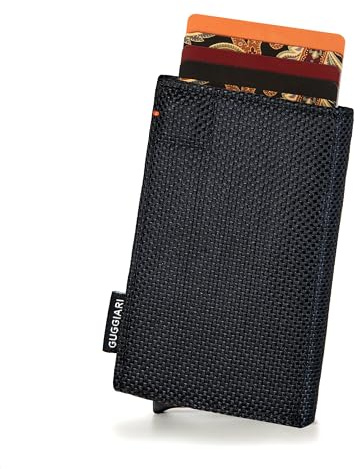 GUGGIARI® Tarjetero Hombre - Cartera Tarjetero Hombre con Monedero y Bolsillo Cortesía con Cierre Magnético -Carteras RFID de Aluminio - Black Carbon