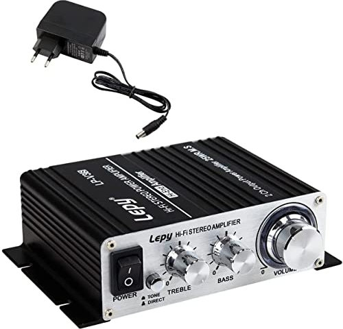 Fasizi LP-V3S Amplificatore di Potenza Stereo Hi-Fi 2 Ch 25WR.M.S Altoparlante con Ingresso Audio da 3,5 mm Presa MP3 da 3,5 mm con Alimentatore 3A per Computer MP3 ecc. - Nero