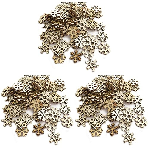ABOOFAN 300 Stück Schneeflocken aus Holz Holzhandwerk Schneeflocke Holz Hängende Schneeflocke Weihnachtsbaum Schneeflocken Ornamente Unfertige Holzornamente