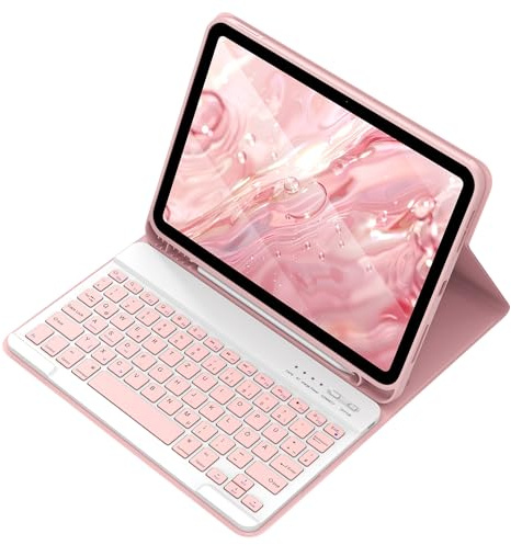 aMZCaSE Funda con teclado para iPad Air de 11 pulgadas 2025 2024 (M3/M2), Air 5 y 4 Gen de 10,9 pulgadas 2022/2020, Pro 11 pulgadas 1/2/3/4 Gen,funda magnética extraíble teclado funda con soporte para