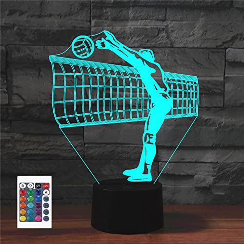 SUPERRUIDALONG 3D Play Volleyball Fernbedienung 16 Farben Nachtlichter Illusion Acryl LED Tisch Nachttisch Lampe Kinder Schlafzimmer Schreibtisch Dekor Geburtstag Geschenke Spielzeug für Kinder