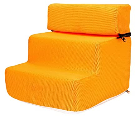 F Fityle Scale Per Cani, Scala Per Gatti, Scaletta Per Animali Domestici a 3 Gradini, Rampa Portatile Per Cani E Gatti Lavabile, Rimovibile Divano Da Interno, ARANCIA