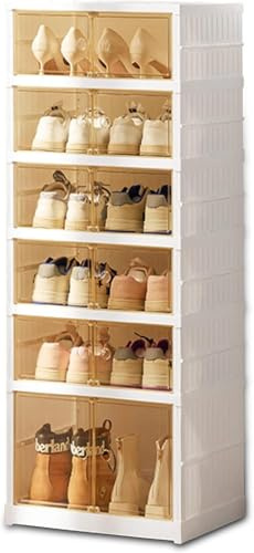 Zapatero Modular Plegable con Puerta Transparente, Armario para Zapatos. Caja de Zapatos Apilable Transparente. Organizador de Calzado Sin Instalación Resistente al Polvo. (6 Modulos -12 Pares)