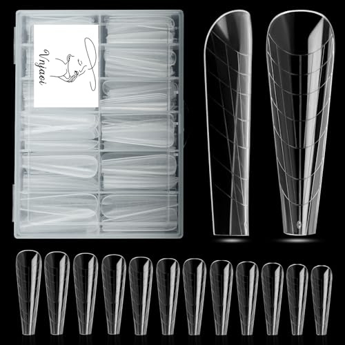 Vnjaoi 120 Pezzi Poli Estensione Gel Forme per unghie doppie con unghie a bara per la manicure in gel e per il fai da te nel salone di bellezza (set di forme per unghie doppie lunghe in Ferrari)