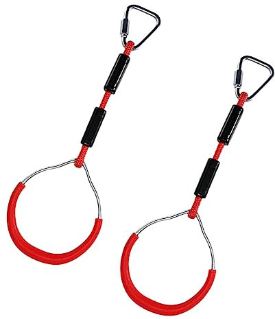 Garneck 2stücke Junge Mädchen Gymnastik-Ringe Rot Farbige Outdoor Schaukelringe Für Klettern Und Spielen Für Junge Mädchen Im Garten Park Oder Zuhause Fördert Bewegung Und Wachstum