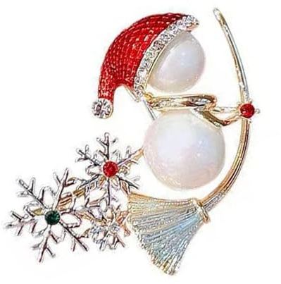 Amagogo Weihnachten Brosche Pin Abzeichen Pin Tägliche Dekoration Strass Revers Pin Schneemann Schneeflocke Brosche für Rucksack Jacken Kleidung, Muschel