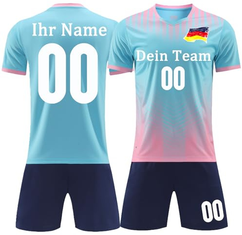 OPUTWDF Personalisiertes Football Trikot Kinder Erwachsene Fussball Trikots & Shorts mit Name Nummer Team Logo Fußball Trikot