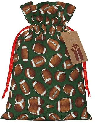 DURAGS Fußball-Geschenktasche mit Kordelzug, schicke Stoff-Geschenktüte für Weihnachten, ideal für jeden Anlass, Grün