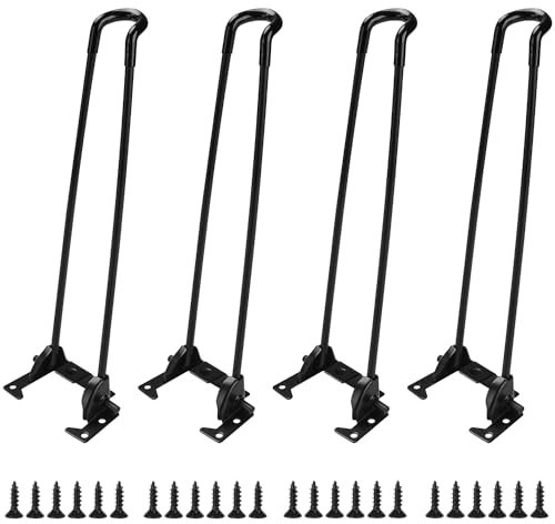 Btowin 12 inch Folding Table Legs Metal Hairpin Legs, Black, 4-Pack | Strong Iron, Fold-Flat for Storage & Carry. Pre-Drilled for Quick Assembly. Fits Coffee Table, Nightstand, Laptop & Camping