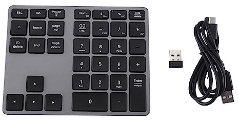 Lwaviwer Tastierino Numerico Wireless Bluetooth 5.0 Tastiera Digitale a 35 per Windows Tablet PC Portatile Android, Grigio Scuro