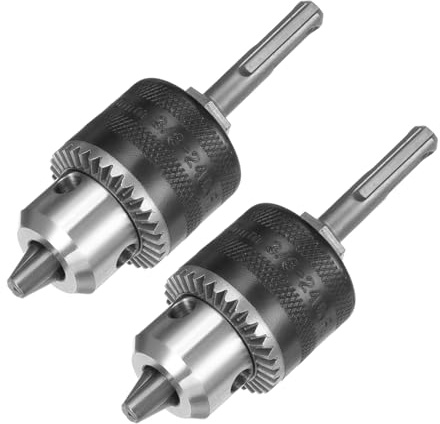 sourcing map 2set Drill Chucks, 3/8-24UNF Threaded 1.5-10mm Capacity with Chuck Key Round Shank for Electric Impact Corded Drill