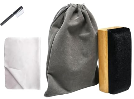 Dickly Schallplatten-Reinigungsset, Schallplattenbürste aus Samt mit Aufbewahrungstasche, Plattenspieler-Zubehör, Reinigungsbürste für Audio-Schallplatten
