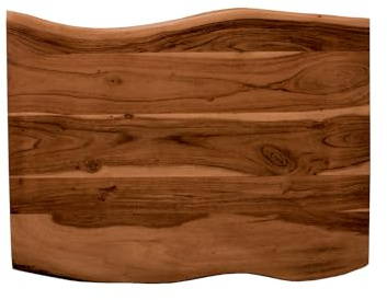 SAM Holzplatte 80x60 cm Emilia, Tischplatte aus Akazienholz massiv + nussbaumfarben, Baumkanten-Platte für Heimwerker, geeignet für Arbeitsplatten, Tische & Fensterbretter