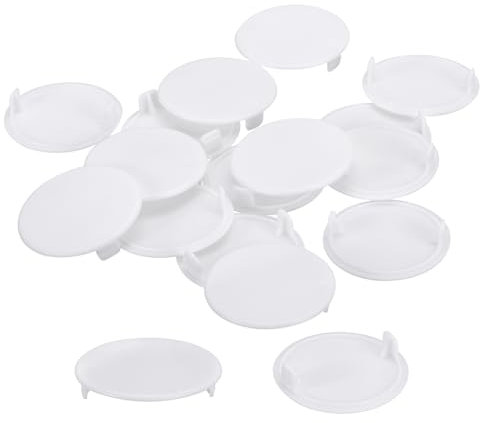 sourcing map 50Pcs Hinge Hole Covers, 38mm(1 1/2) Dia Plastic Concealed Hole Cover Round Flush Type Caps for Furniture Cabinet Cupboard, White