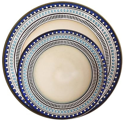 MYOLIO Speiseteller, Keramik Salat Dessertteller Amerikanischer Stil Blau Porzellan Rund Vorspeisenteller Zum Mittagessen, 2 Stück