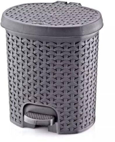Nobel Plastic Pedal Dustbin with Lid 12 Litre Garbage Waste Bin with Inner Bucket for Kitchen, Home, Office, Bathroom, Gray