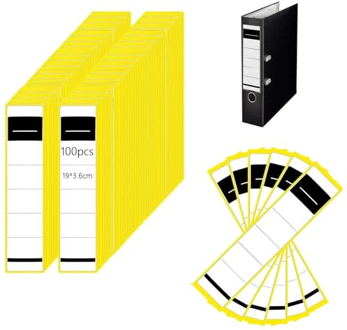 TIANLIN Etichette Raccoglitori, 100 Pezzi Etichette per Cartelle, Bianco Etichette Autoadesive per Raccoglitori Stretti, 3,6 x 19 cm, per L'ordinamento Documenti e Marcatura Degli Articoli