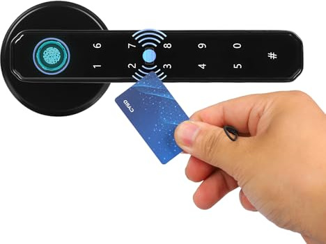 Smart Fingerprint Door Lock, Smart Door Handle Lock with Keypad Code, Smart APP/Fingerprint/IC Cards/Password/Backup Keys, for Bedroom Home Hotel Office Apartment