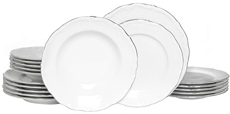 CreaTable, Maria Theresia Platin, 18-teiliges Teller Set aus Porzellan | Geschirrset für 6 Personen, Made in Europe, 24325