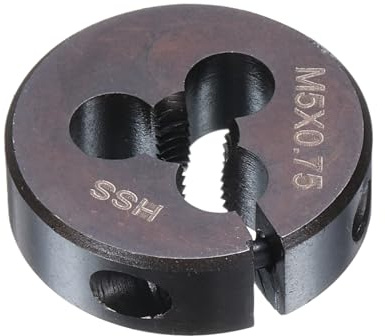 sourcing map Runde Schneideisen M5 x 0,75, metrisches Gewinde, 20 mm Außendurchmesser, verstellbar, rechts, Hochgeschwindigkeitsstahl (HSS), runde Schneideisen für Gewindereparatur