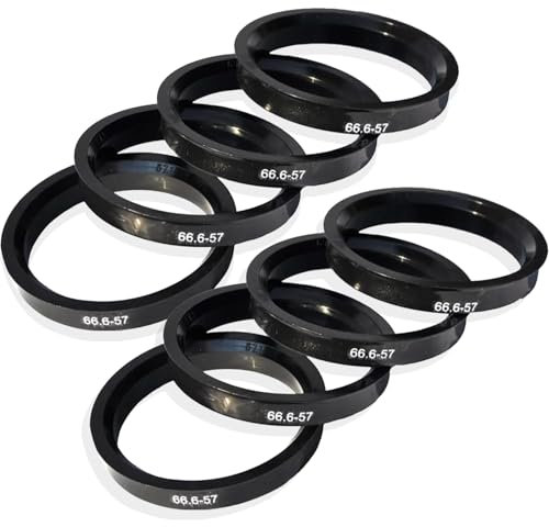 CLKE Lot de 8 anneaux de centrage - Diamètre 66,6 à 57,1 mm - En plastique - Compatible avec Mercedes Benz Audi VW - Centrage de 66,6 mm à 57,1 mm - Noir