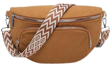 Neusky Damen Brusttasche aus Öko-Kordstoff – Großzügiges Fassungsvermögen, Schlichtes Modernes Design | Umweltfreundliche Crossbody Bag für Alltag & Reise (Kaffee)