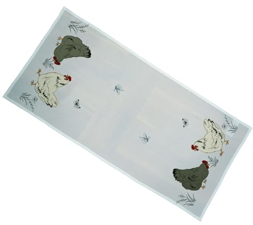 texpot Tischläufer 40 x 85 cm mit Stickerei Hühner Schmetterlinge Ostern Frühling