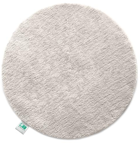 Floordirekt Badematte Sky Soft | Eckig & Rund | Badezimmerteppich | Extra flauschig | rutschfest & Schnell trocknend | Viele Farben & Größen (Rund | Ø 120 cm, Creme)