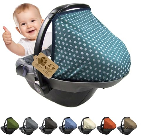 Capota parasol [protección solar para portabebés] compatible con Maxi Cosi Pebble grupo 0+ (estrellas oliva)