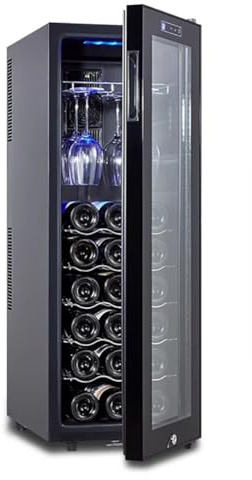 TT-YEC Freestanding Wine Cooler, Single Zone Temperature, Digital Touch Control, Humidifying Wine Cooler with Lock, Can Hold 18-30 Bottles of Wine, Quiet Beverage Cabinet,C