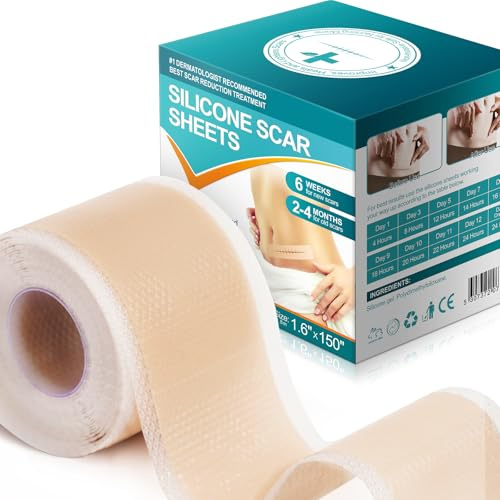 silikonpflaster für narben, (1,6 x 150)-3.8M, professionell für Narben durch C-Sektion, wiederverwendbar, Silikon Narbenpflaster, Silicone Scar Tape