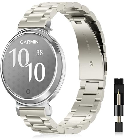 YealRed Armband kompatibel mit Garmin Lily 2 Active/ 2 Classic, mit Schnellverschluss, Schön, Bequem und Langlebig, Damen Metall-Ersatzband für Garmin Lily 2 Sport/ 2 (Sternenlicht)